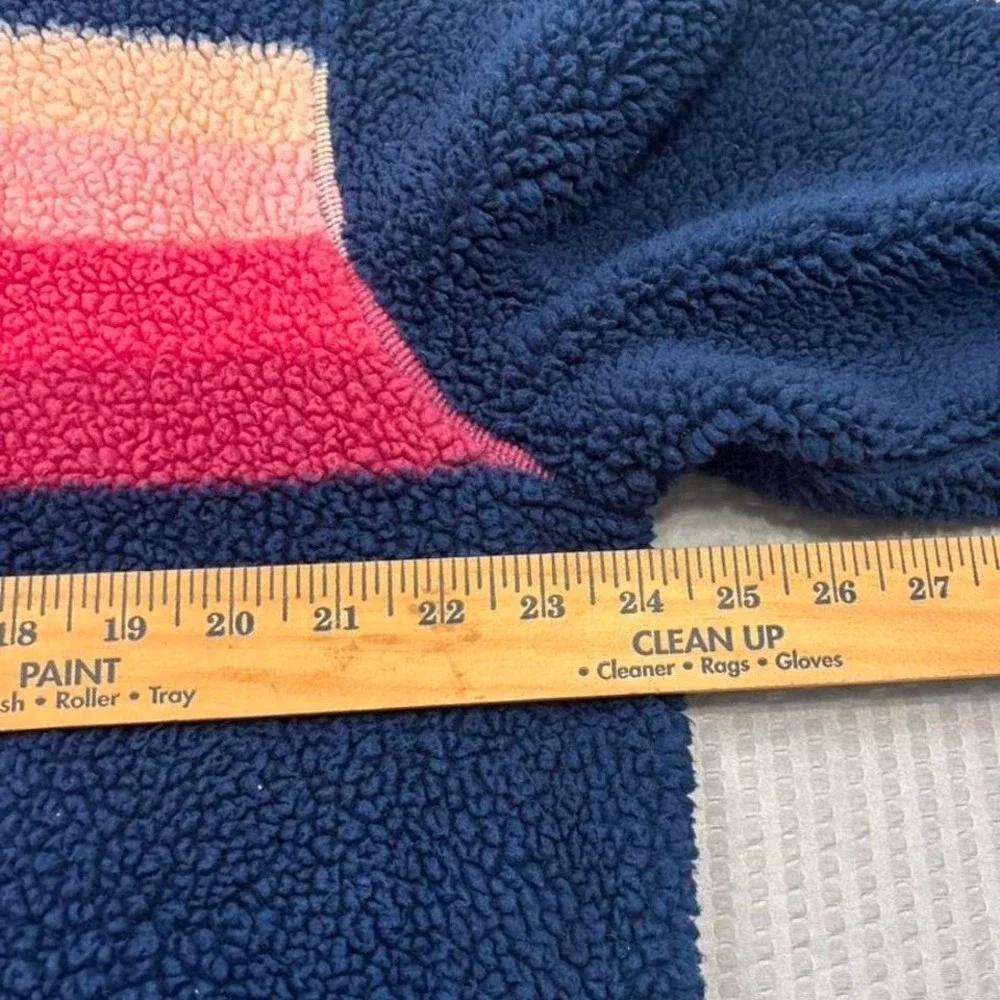 Chubbies Sherpa‎ Fleece Pullover Mens XL Blue Retro Stripe Snap Button 0206